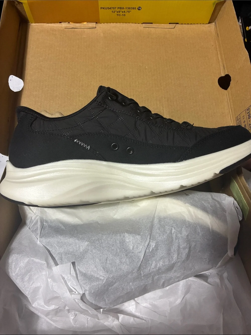 Skechers Black and White Quilted Lace-Up Sneakers